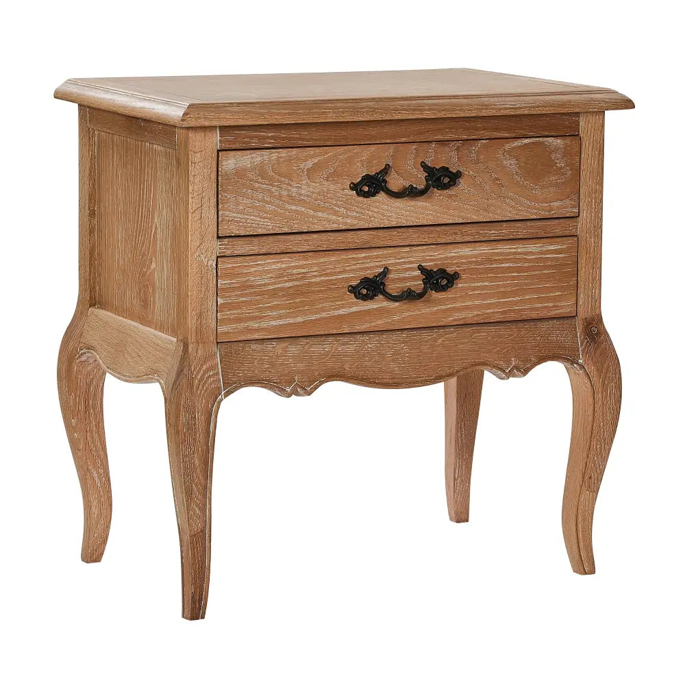 Bali Bedside Table 2 Drawers Storage Shelf Side End Tables Oak - Furniture > Bedroom