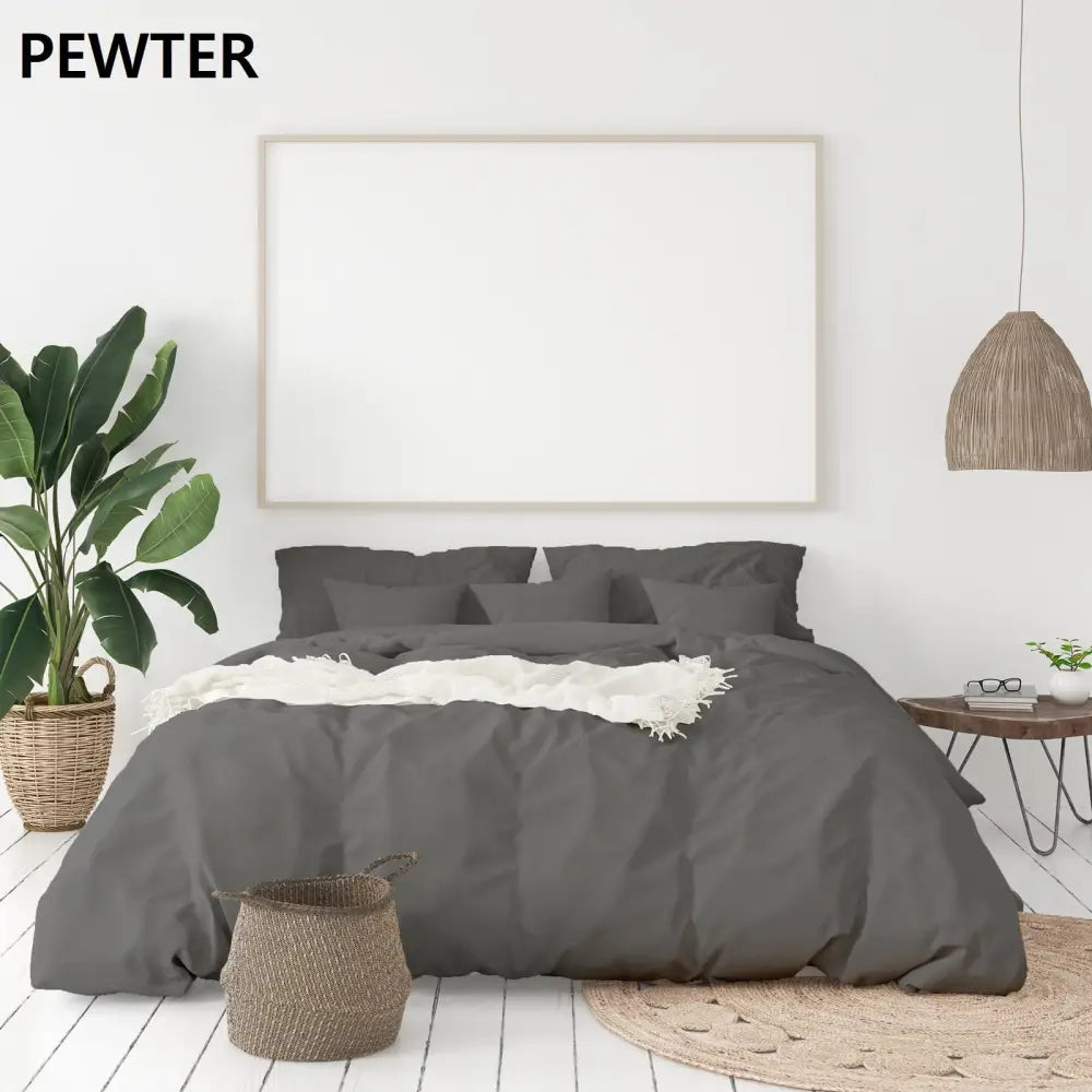 Balmain 1000 Thread Count Hotel Grade Bamboo Cotton Quilt Cover Pillowcases Set - King - Pewter - Home & Garden >