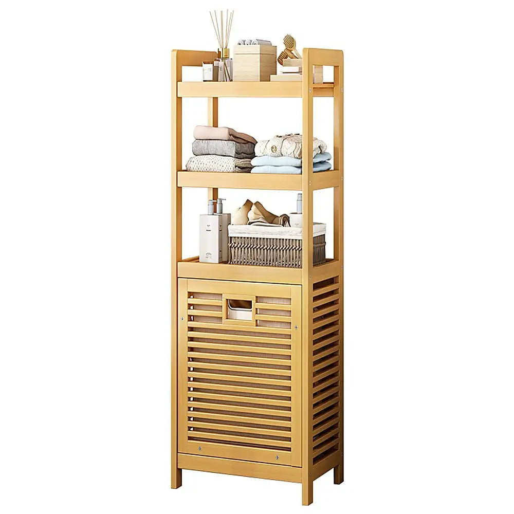 Bamboo 2-in-1 Laundry Hamper with 2 Shelves and Clothes Basket - Furniture > Office