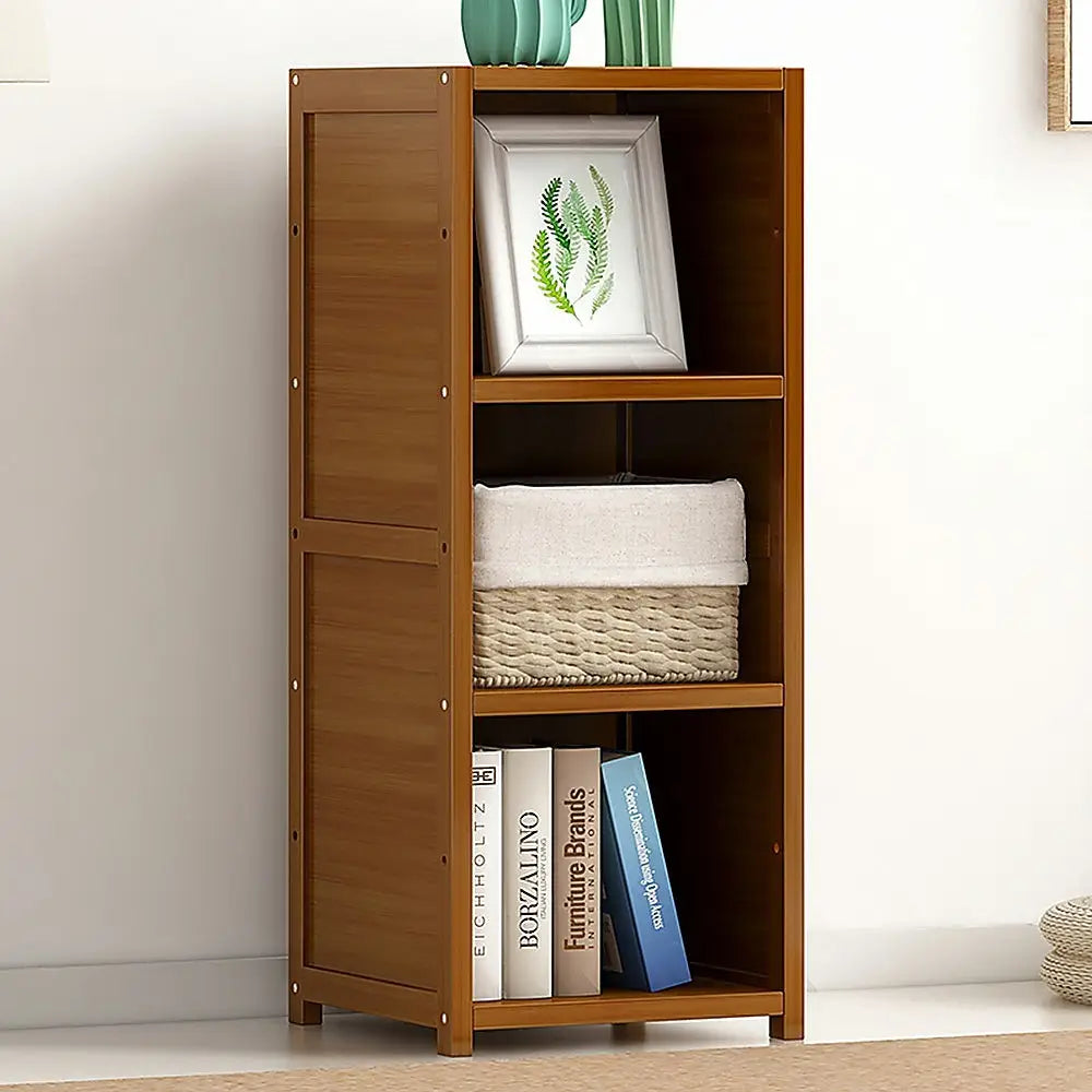 Bamboo Adjustable Shelf Bookcase Display Storage Rack Stand Livingroom Bedroom - Furniture > Office