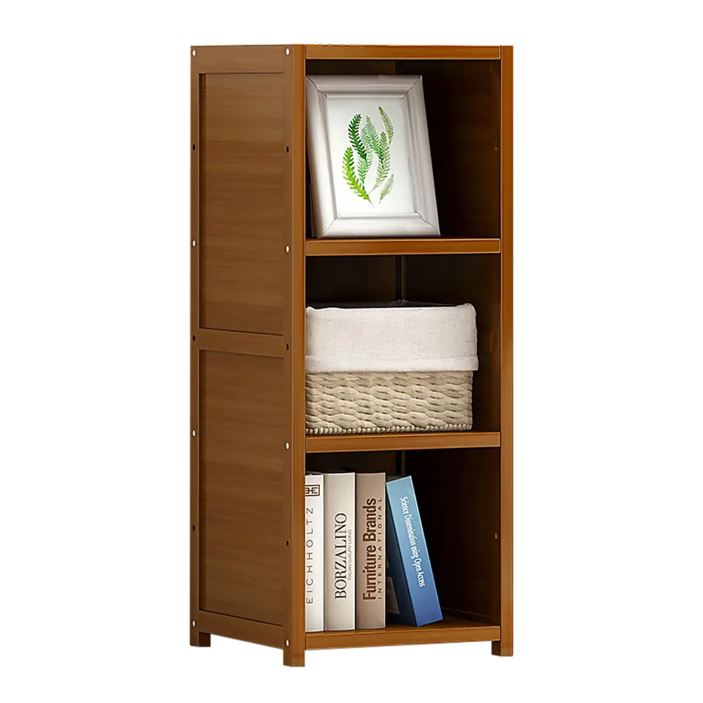 Bamboo Adjustable Shelf Bookcase Display Storage Rack Stand Livingroom Bedroom - Furniture > Office