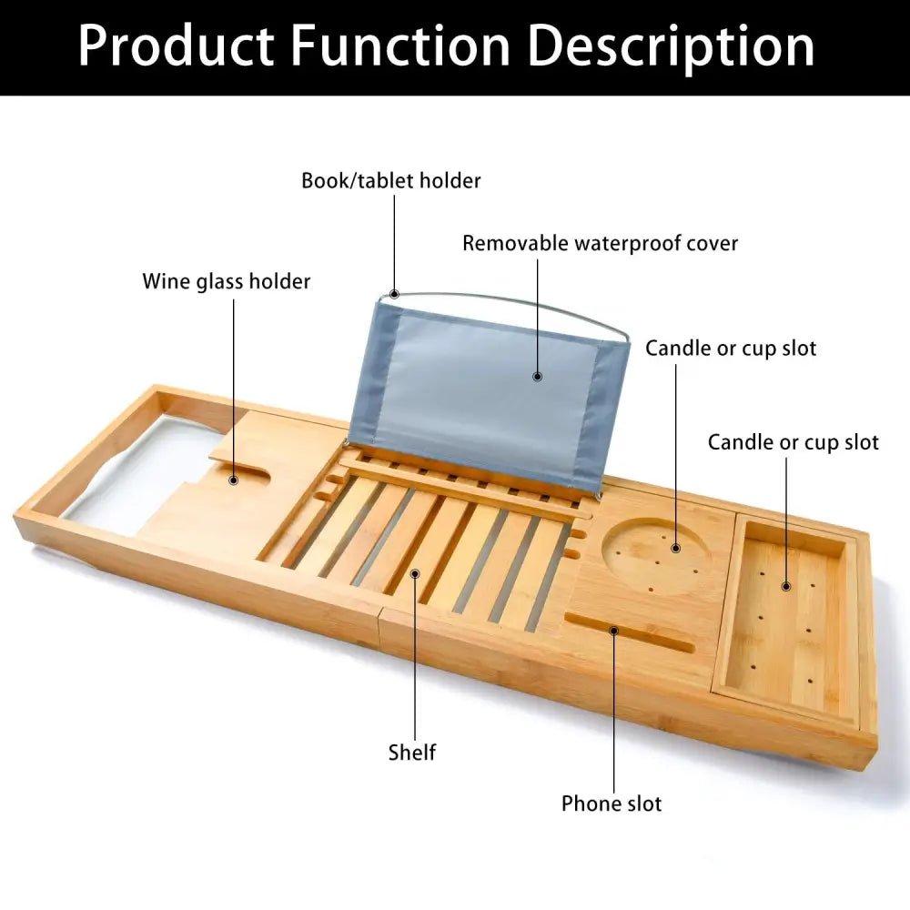 Bamboo Bathtub Bath tub Tray Table Tray Cellphone,Book,Tray Wineglass Holder - Home & Garden > Bathroom Accessories >