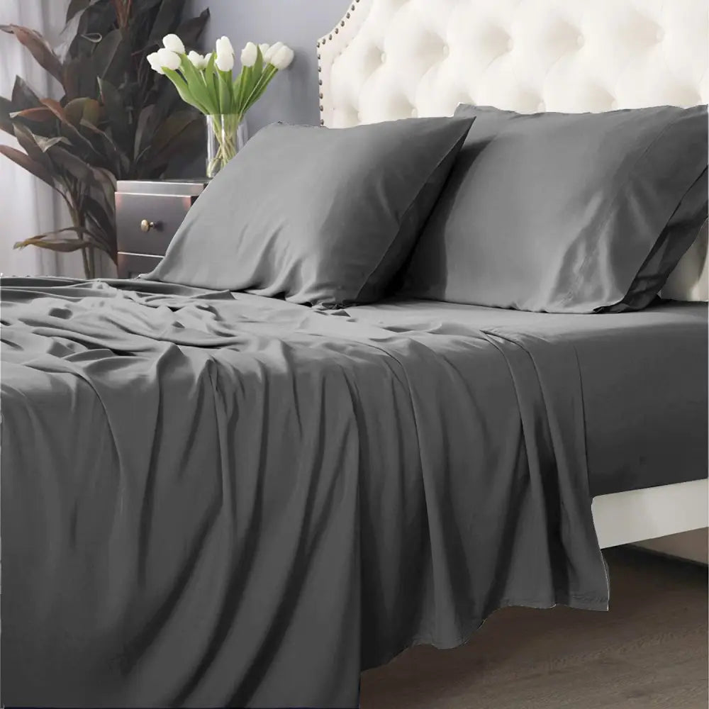 Bamboo Cotton 500 TC Charcoal Sheet Set by Park Avenue Long Single - Home & Garden > Bedding > Bed Sheets