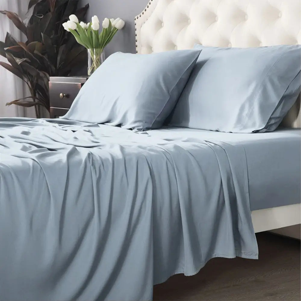 Bamboo Cotton 500 TC Mid Blue Sheet Set by Park Avenue Long Single - Home & Garden > Bedding > Bed Sheets