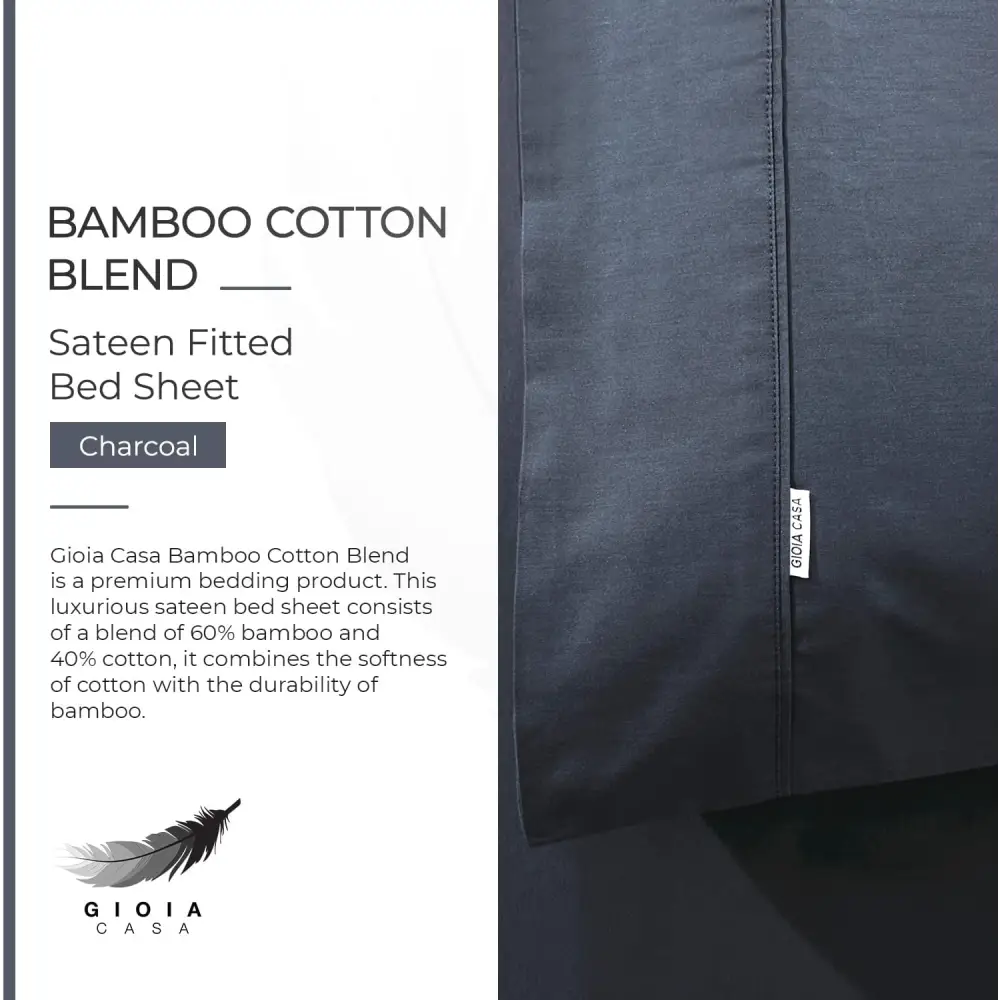 Bamboo Cotton Blend All Season Bedding Set - Charcoal - King Size - Home & Garden > Bedding > Bed Sheets
