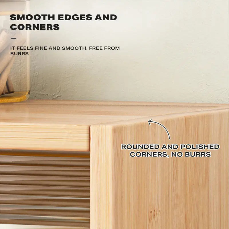 Bamboo Dustproof Cup Storage Cabinet with Sliding Acrylic Door - Furniture > Dining