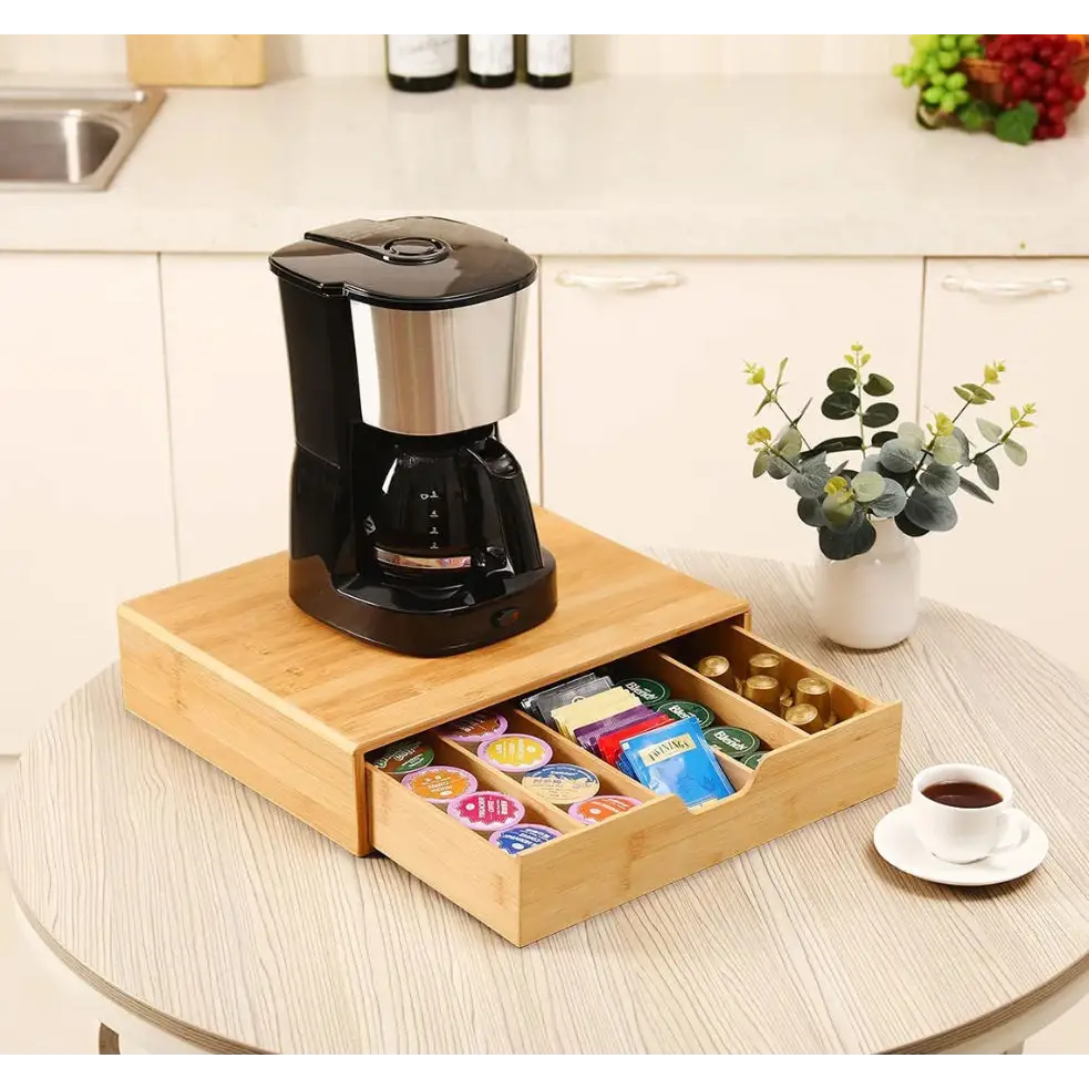 Bamboo K-Cup Coffee Pod Holder Storage Organizer for Kitchen Jewelry and Cosmetic - Appliances > Kitchen Appliances