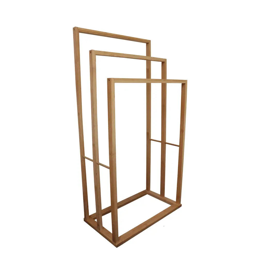 Bamboo Towel Bar Holder Rack 3-Tier Freestanding for Bathroom and Bedroom - Furniture > Bathroom