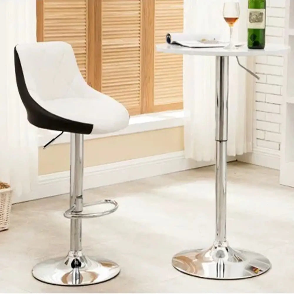 Bar Stools Kitchen Bar Stool Leather Barstools Swivel Gas Lift Counter Chairs x2 BS8403 White - Furniture > Bar Stools
