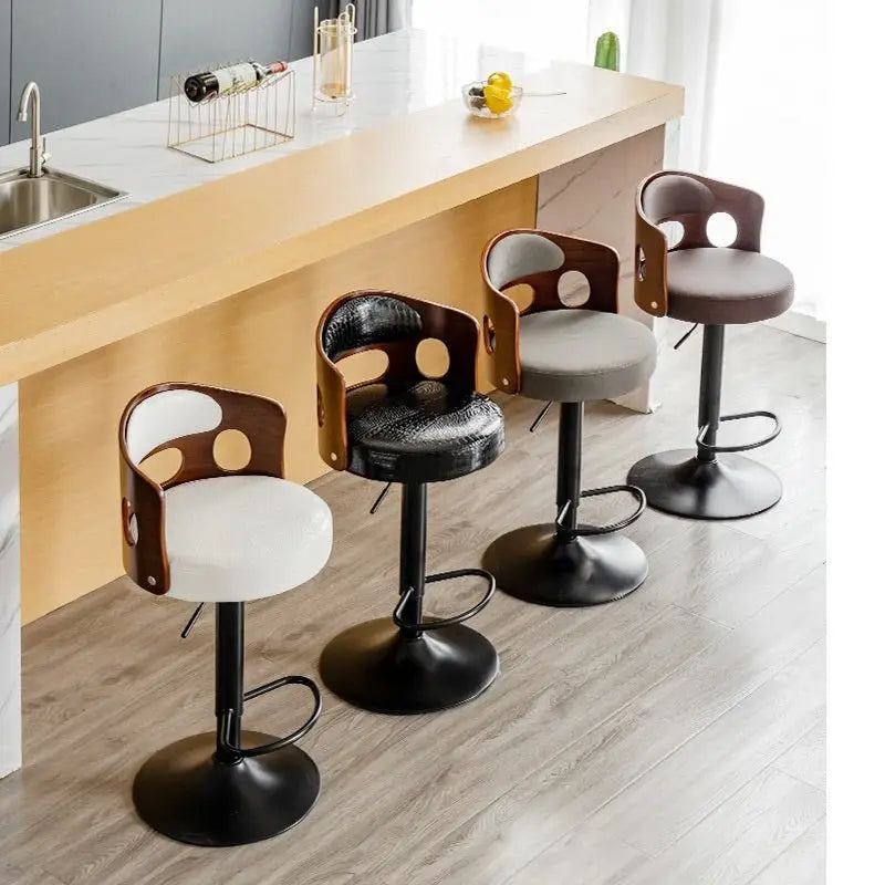 Bar Stools Kitchen Bar Stool Leather Barstools Swivel Gas Lift Counter Chairs- White - Furniture > Bar Stools & Chairs