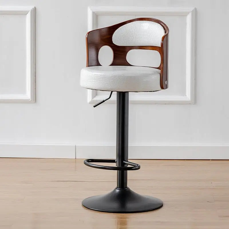 Bar Stools Kitchen Bar Stool Leather Barstools Swivel Gas Lift Counter Chairs- White - Furniture > Bar Stools & Chairs