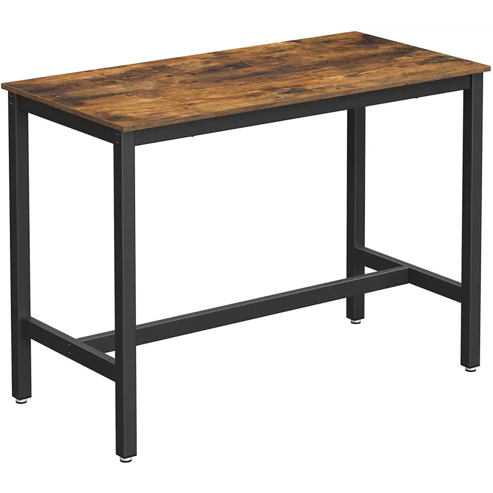 Bar Table with Solid Metal Frame and Wood Look 120 x 60 x 90 cm - Furniture > Living Room