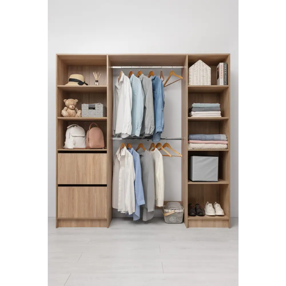 BASEL 2M WALK IN WARDROBE KIT - CLASSIC - NATURAL OAK - Home & Garden > Storage > Clothing & Wardrobe Storage
