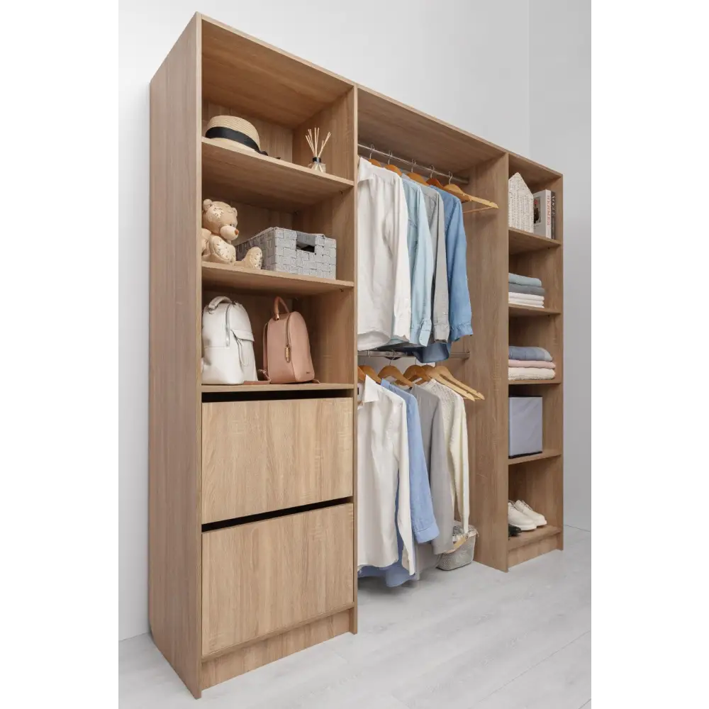 BASEL 2M WALK IN WARDROBE KIT - CLASSIC - NATURAL OAK - Home & Garden > Storage > Clothing & Wardrobe Storage