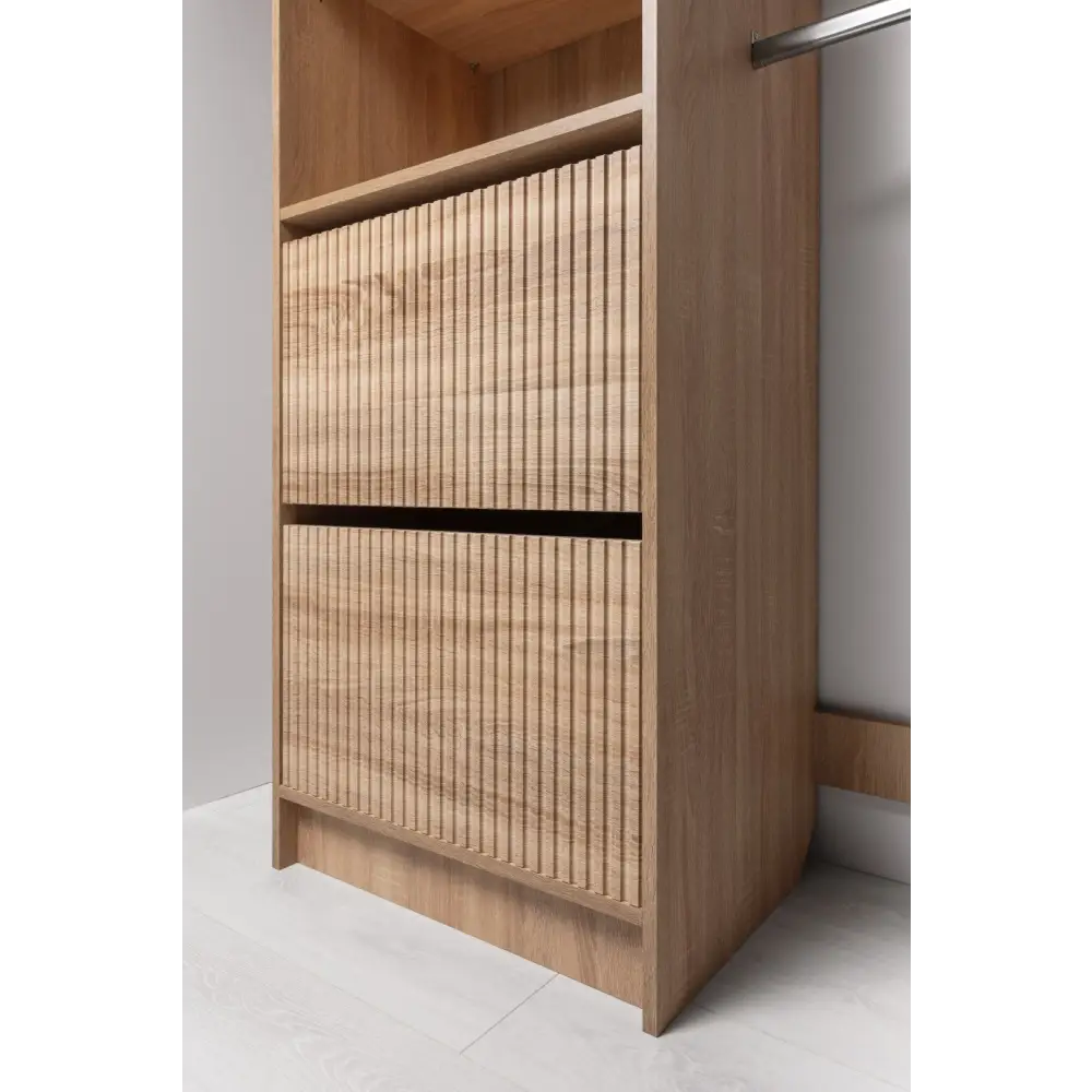 BASEL 2M WALK IN WARDROBE KIT - FLUTED - NATURAL OAK - Home & Garden > Storage > Clothing & Wardrobe Storage