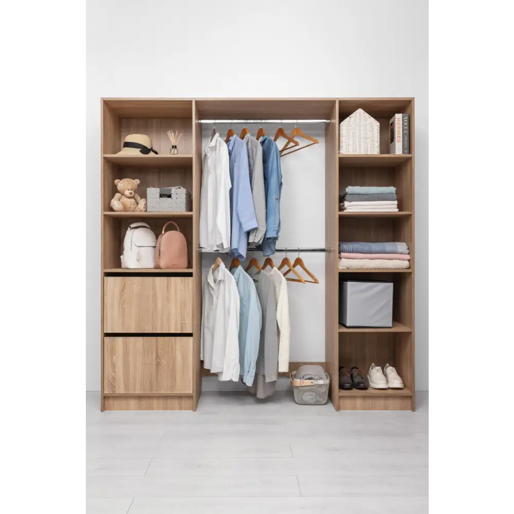 BASEL 2M WALK IN WARDROBE KIT - SLIM SHAKER - NATURAL OAK - Home & Garden > Storage > Clothing & Wardrobe Storage
