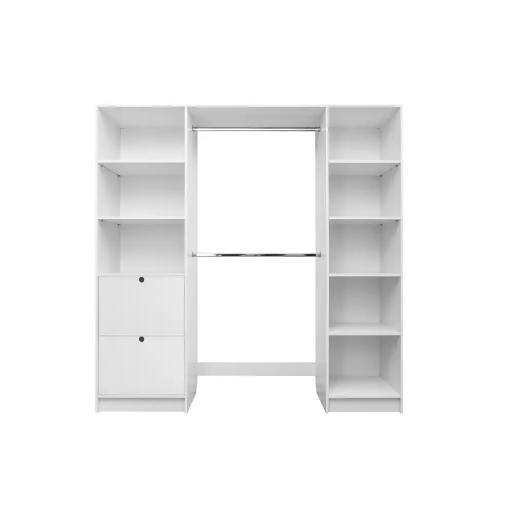 Basel Slim Round Black Walk In Wardrobe Kit - White - Home & Garden > Storage > Clothing & Wardrobe Storage