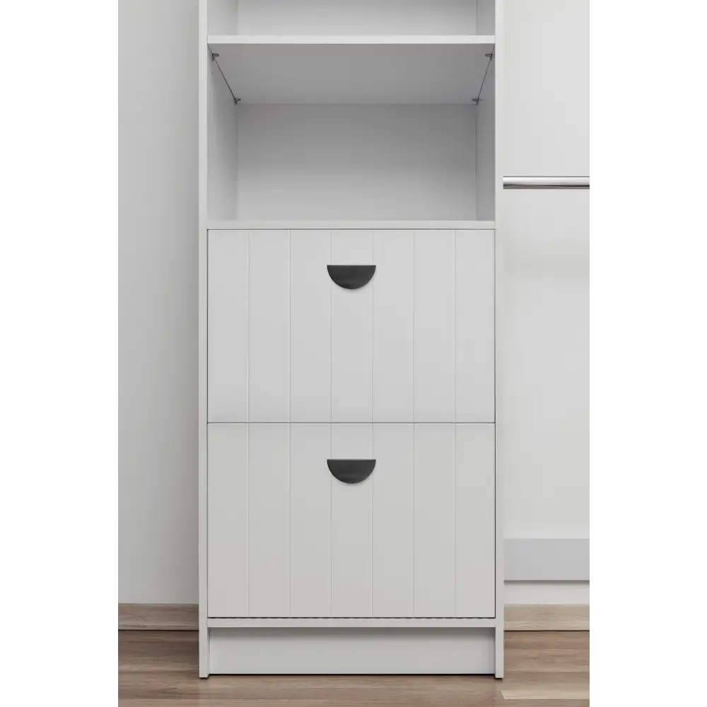 Basel VJ Panel Half Moon Black Walk In Wardrobe Kit - White - Home & Garden > Storage > Clothing & Wardrobe Storage