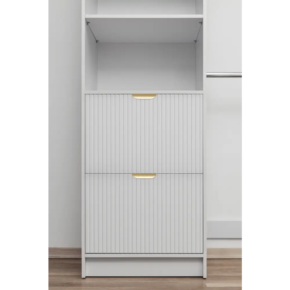 BASEL WALK IN WARDROBE KIT - WHITE - FLUTED - PULL BRASS - Home & Garden > Storage > Clothing & Wardrobe Storage