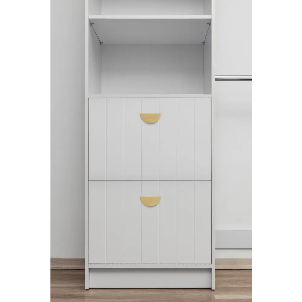 BASEL WALK IN WARDROBE KIT - WHITE - VJ PANEL - HALF MOON BRASS - Home & Garden > Storage > Clothing & Wardrobe Storage