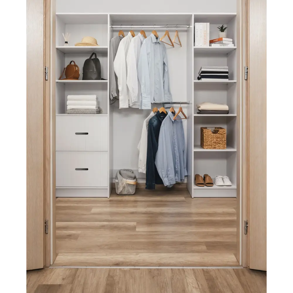 BASEL WALK IN WARDROBE KIT - WHITE - VJ PANEL - OVAL BLACK - Home & Garden > Storage > Clothing & Wardrobe Storage