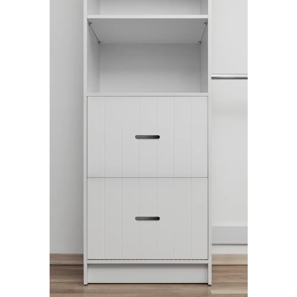 BASEL WALK IN WARDROBE KIT - WHITE - VJ PANEL - OVAL BLACK - Home & Garden > Storage > Clothing & Wardrobe Storage