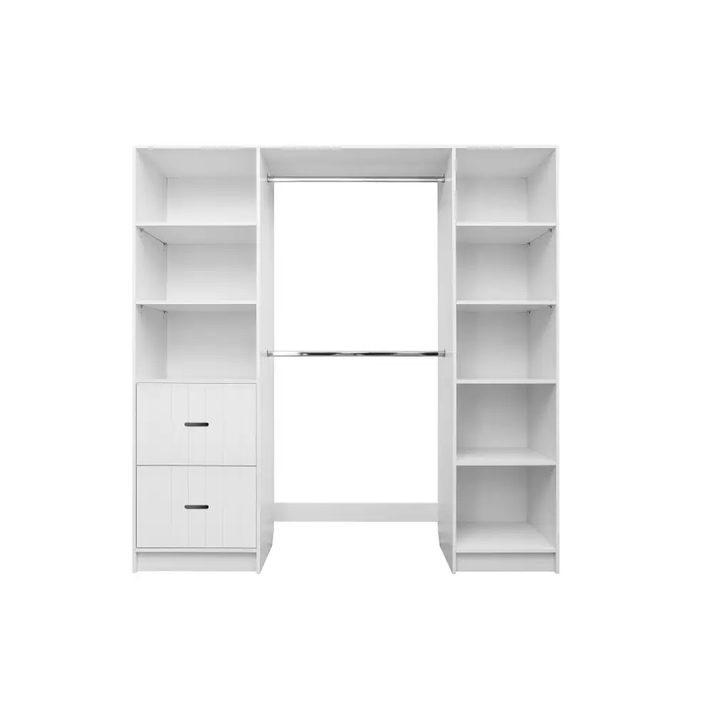 BASEL WALK IN WARDROBE KIT - WHITE - VJ PANEL - OVAL BLACK - Home & Garden > Storage > Clothing & Wardrobe Storage