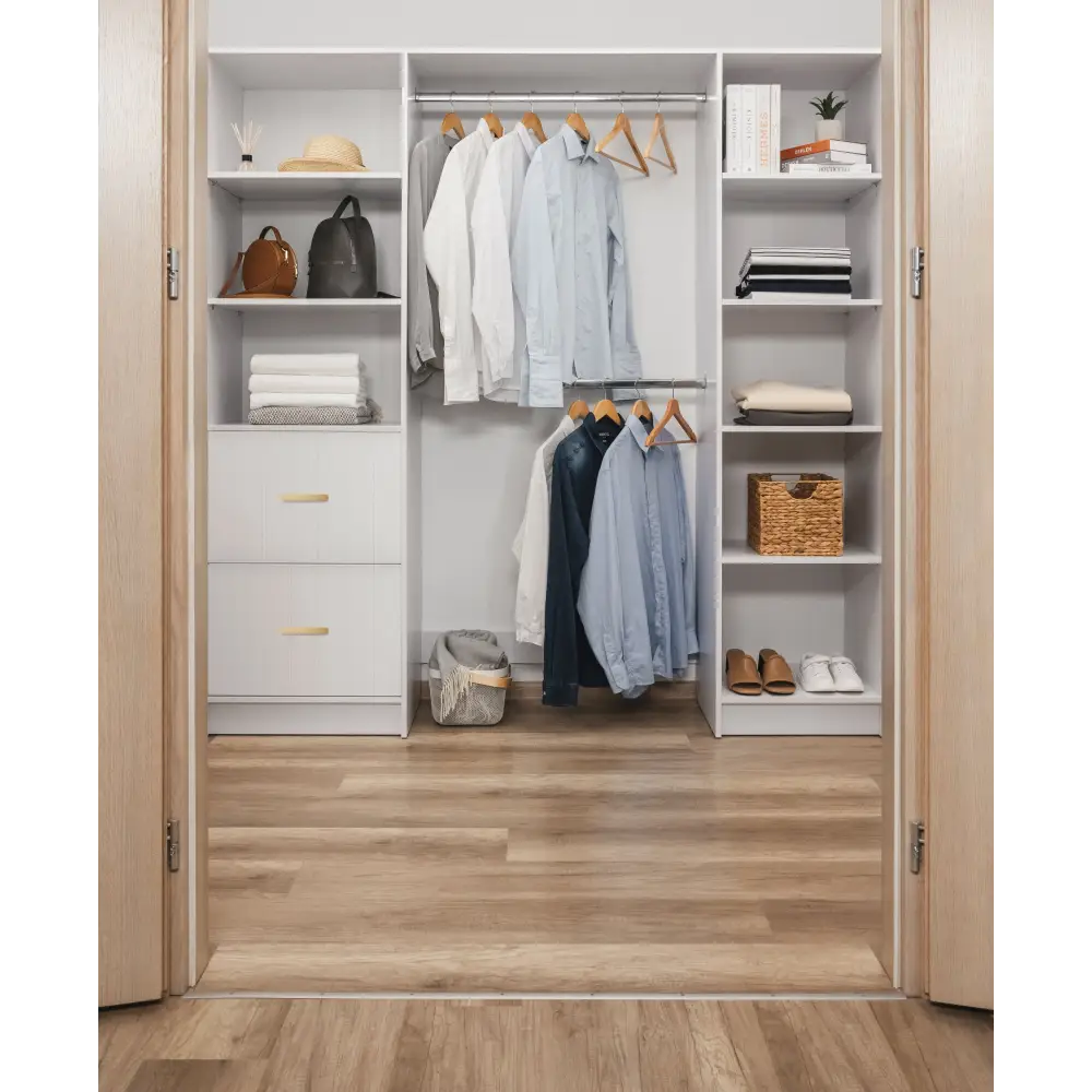 BASEL WALK IN WARDROBE KIT - WHITE - VJ PANEL - OVAL BRASS - Home & Garden > Storage > Clothing & Wardrobe Storage