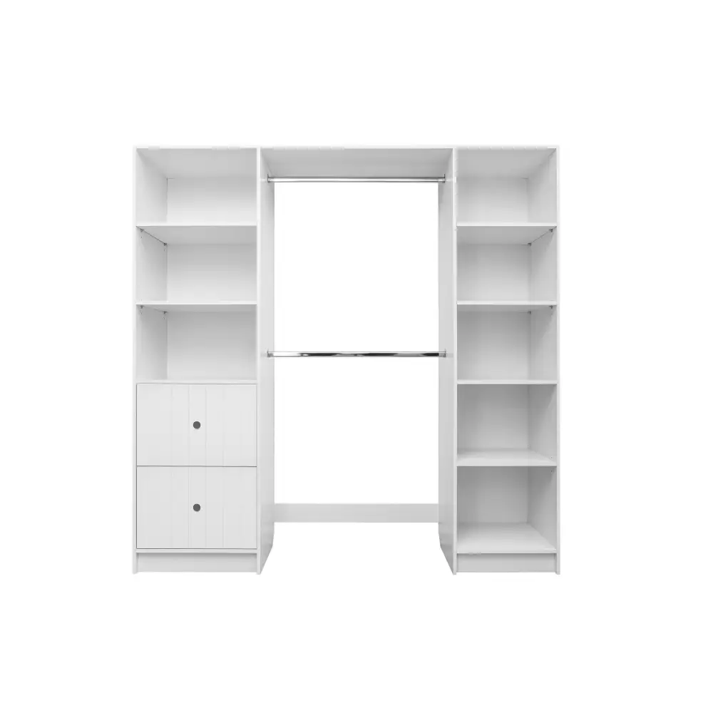 BASEL WALK IN WARDROBE KIT - WHITE - VJ PANEL - ROUND BLACK - Home & Garden > Storage > Clothing & Wardrobe Storage