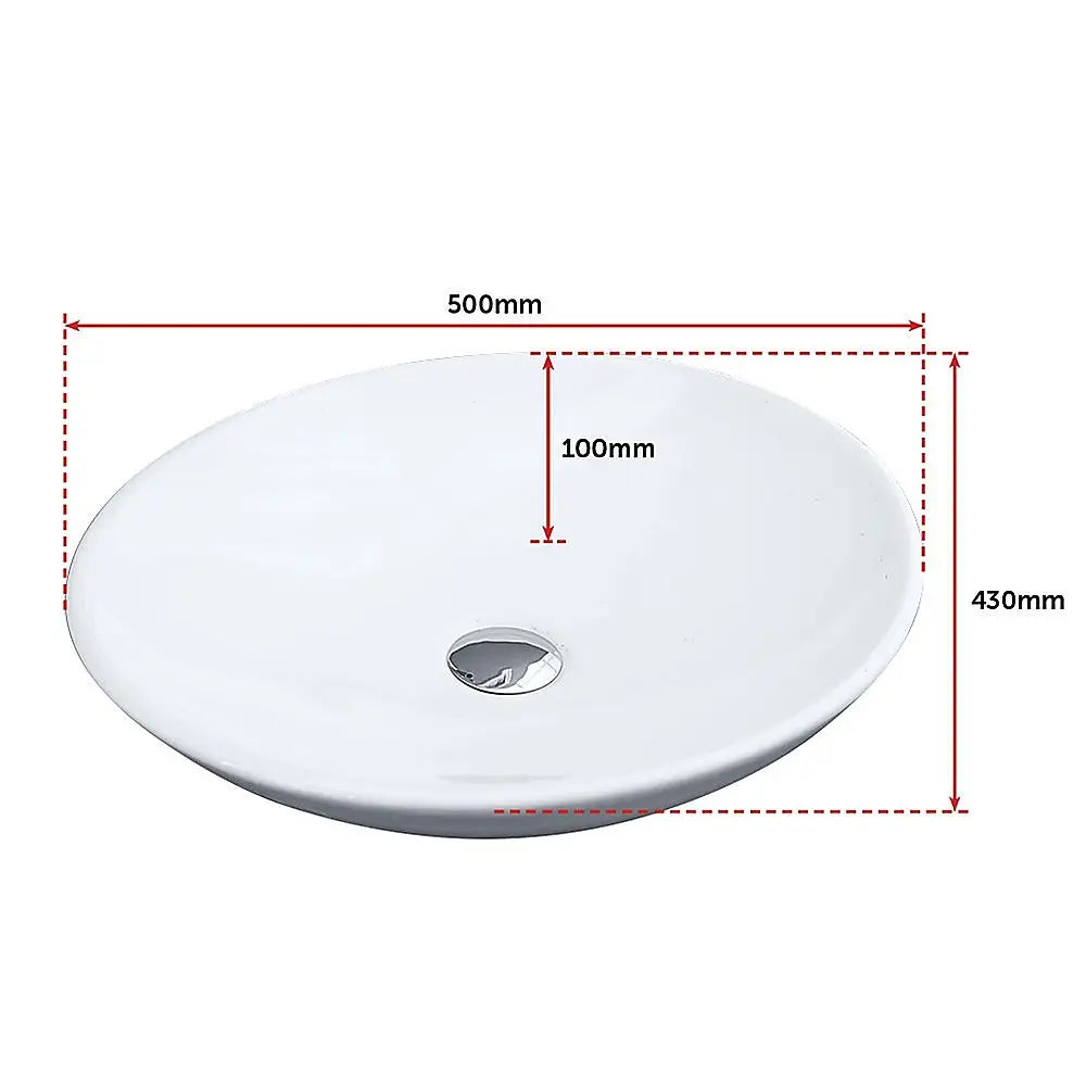 Bathroom Ceramic Oval Above Countertop Basin for Vanity - Furniture > Bathroom > Sinks