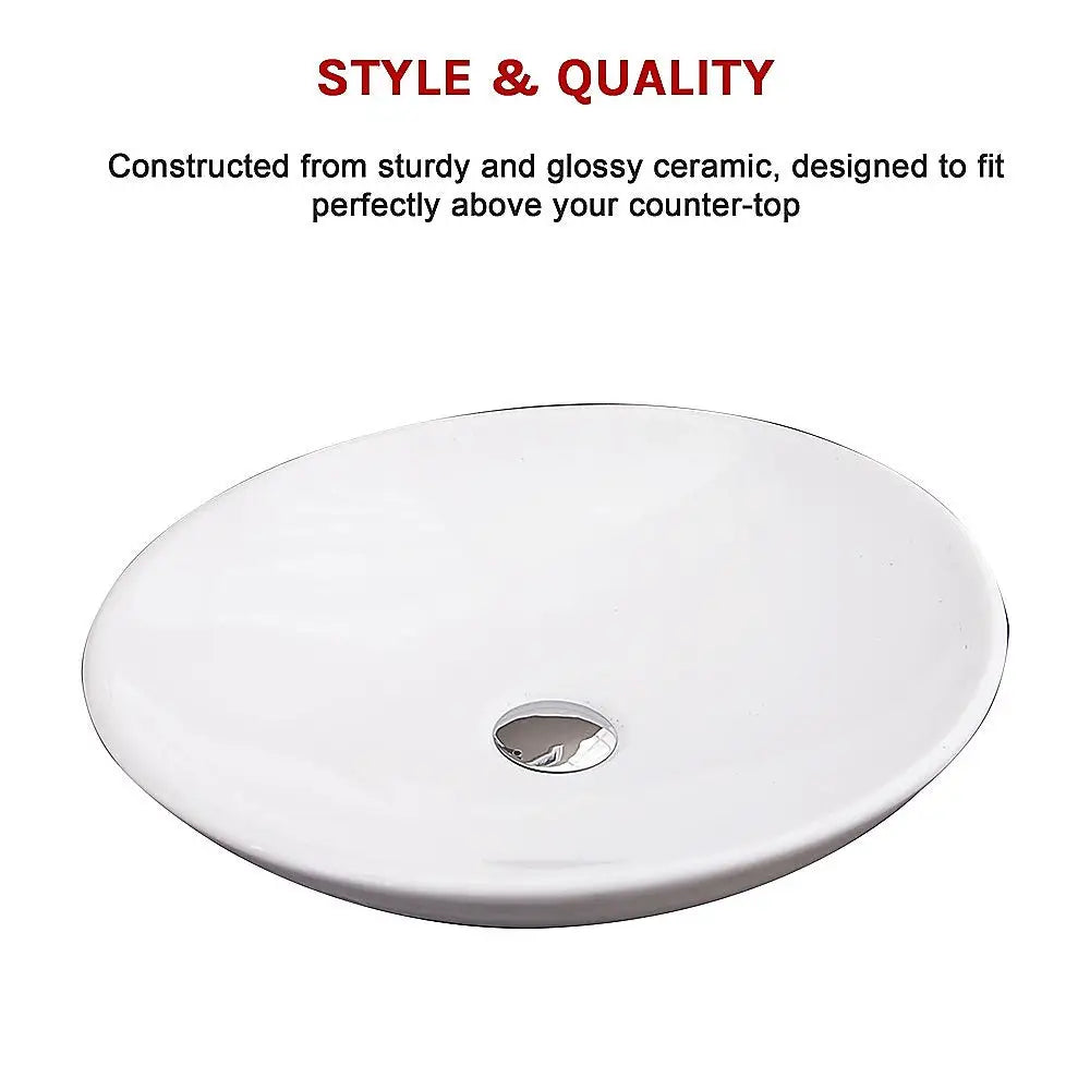 Bathroom Ceramic Oval Above Countertop Basin for Vanity - Furniture > Bathroom > Sinks