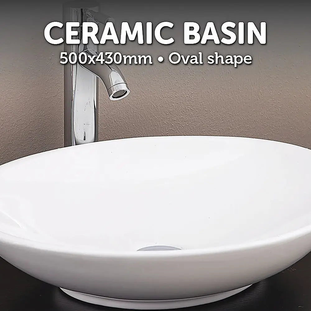 Bathroom Ceramic Oval Above Countertop Basin for Vanity - Furniture > Bathroom > Sinks