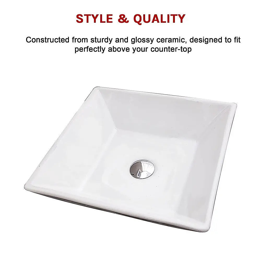 Bathroom Ceramic Rectangular Above Countertop Basin for Vanity - Furniture > Bathroom > Sinks