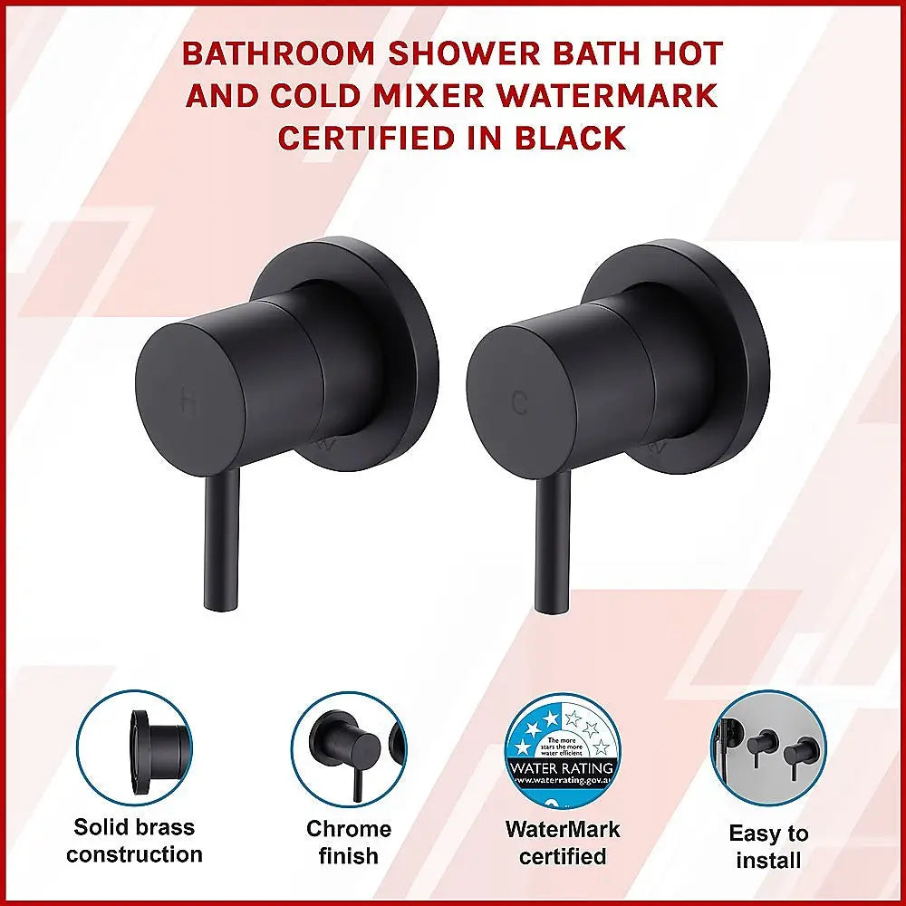 Bathroom Shower Bath Hot and Cold Mixer WATERMARK Certified in Black - Furniture > Bathroom > Tap & Sink Accessories