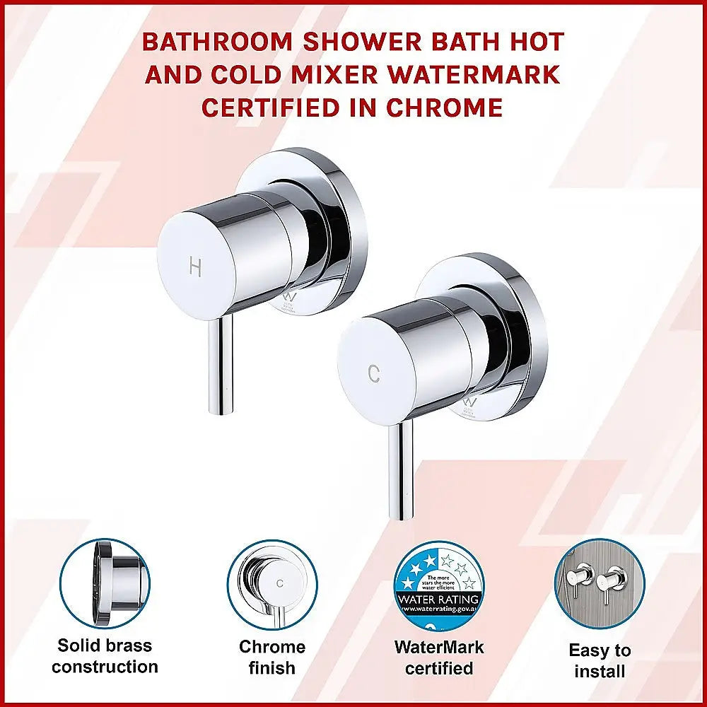 Bathroom Shower Bath Hot and Cold Mixer WATERMARK Certified in Chrome - Furniture > Bathroom > Tap & Sink Accessories