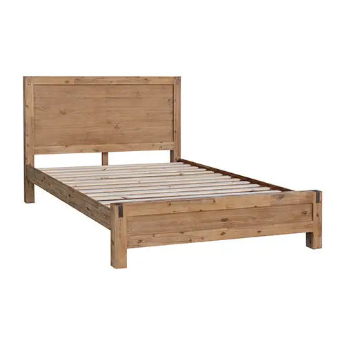 Bed Frame Single Size in Solid Wood Veneered Acacia Bedroom Timber Slat in Oak - Furniture > Bedroom