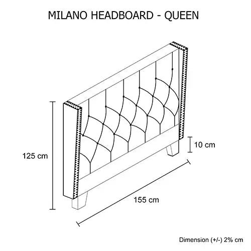 Bed Head Queen Charcoal Headboard Upholstery Fabric Studded Buttons - Furniture > Bedroom > Headboards