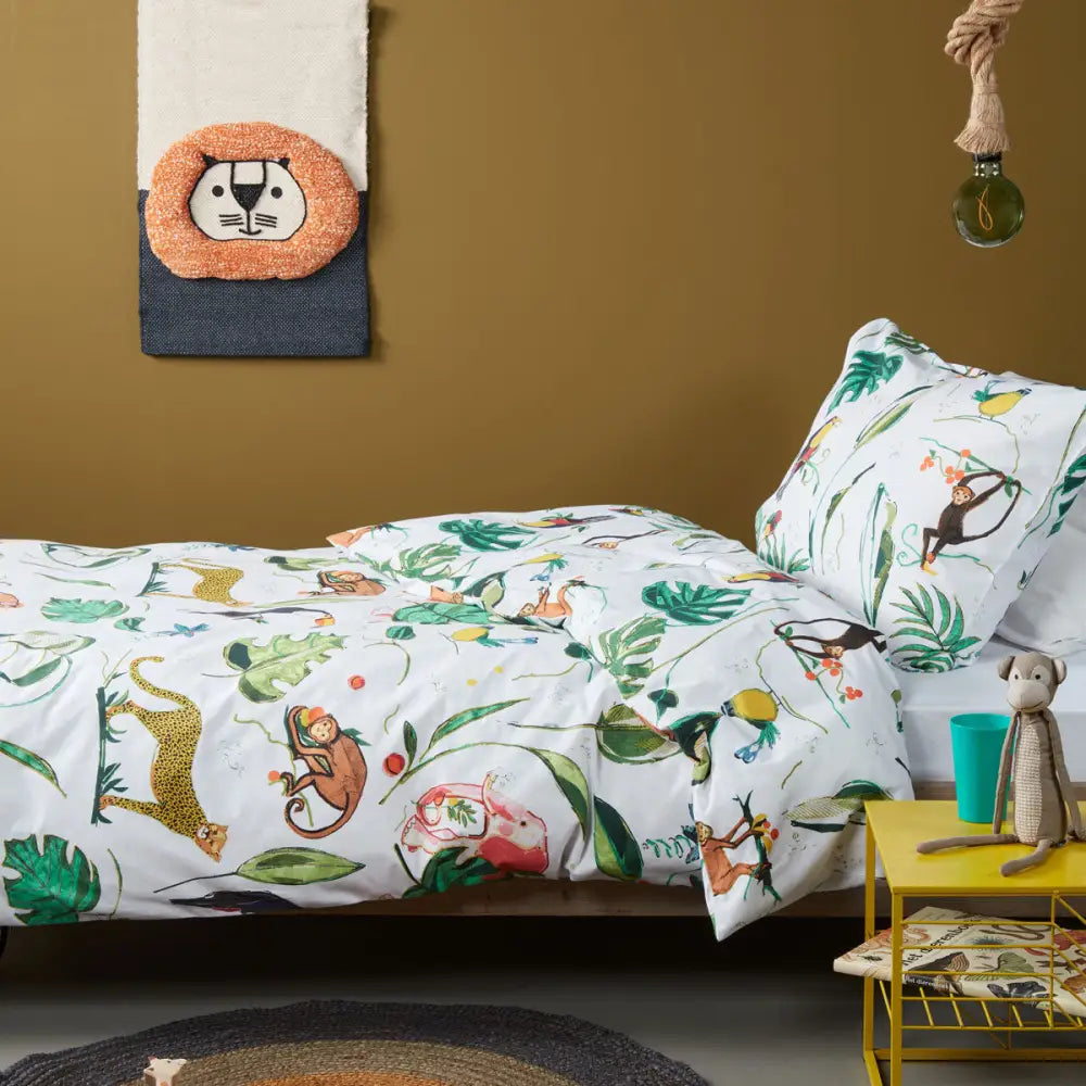 Bedding House Crazy Jungle Multi Cotton Quilt Cover Set Single - Home & Garden > Bedding