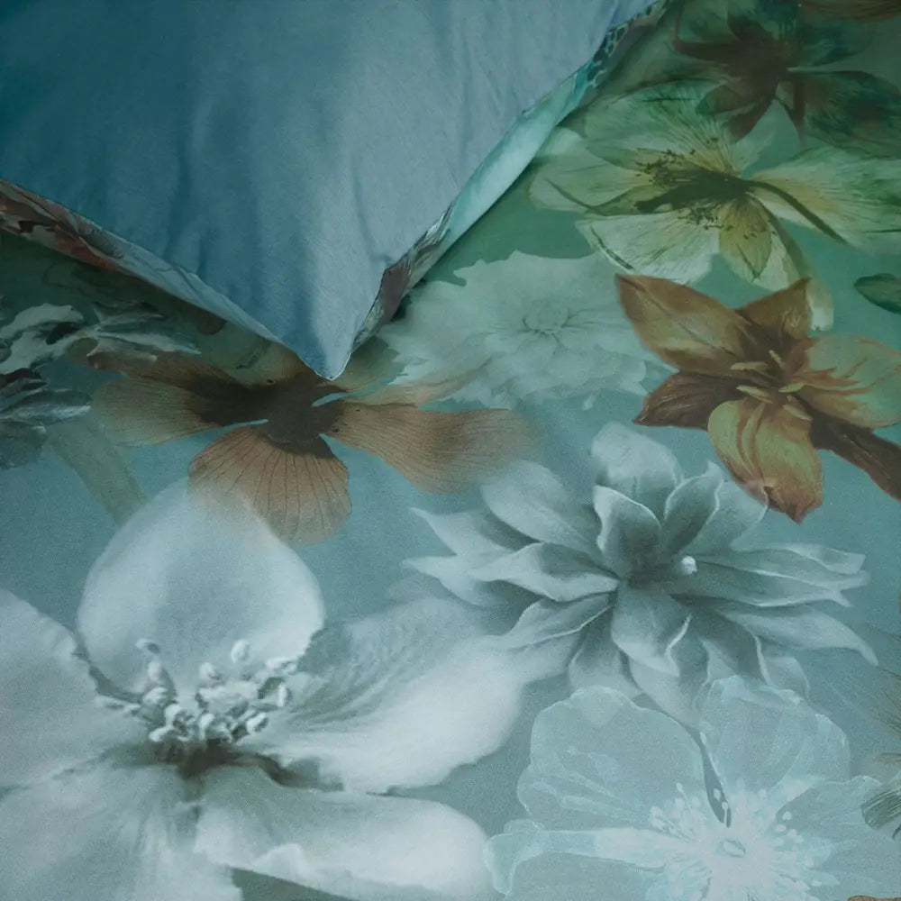 Bedding House Lou Blue Green Cotton Floral Quilt Cover Set King - Home & Garden > Bedding > Duvet Covers