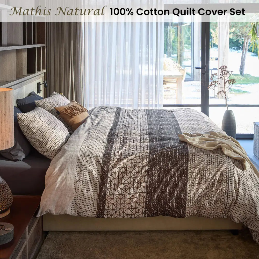 Bedding House Mathis Natural Cotton Quilt Cover Set Queen - Home & Garden > Bedding > Duvet Covers