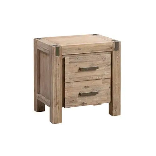 Bedside Table 2 drawers Night Stand in Solid Acacia Wood Oak Colour - Furniture > Bedroom > Bedside Tables