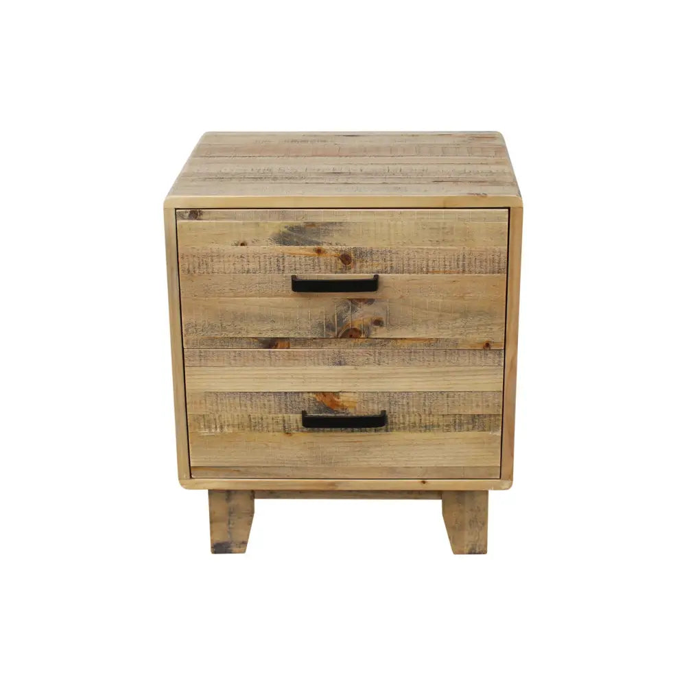 Bedside Table 2 drawers Night Stand Solid Wood Storage Light Brown Colour - Furniture > Bedroom