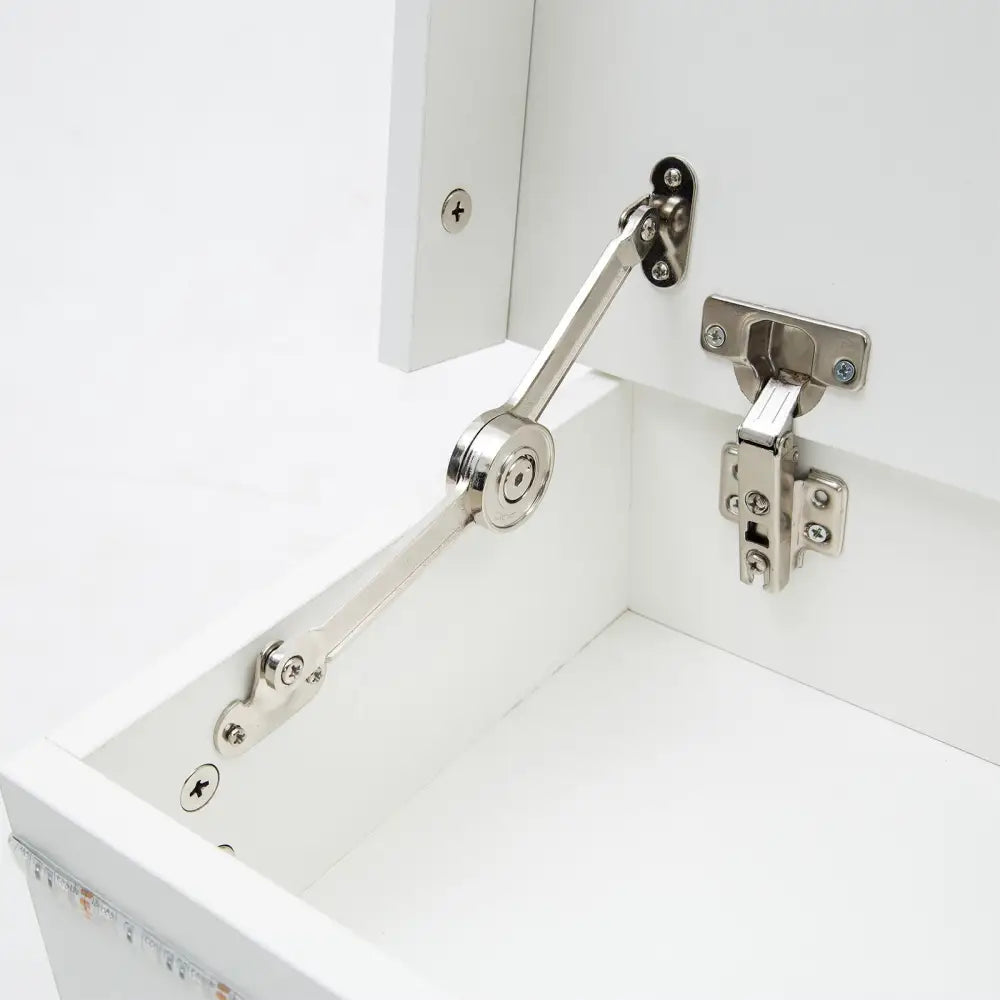 Bedside Table 2 Drawers RGB LED Bedroom Cabinet Nightstand Gloss AURORA WHITE - Furniture > Bedroom