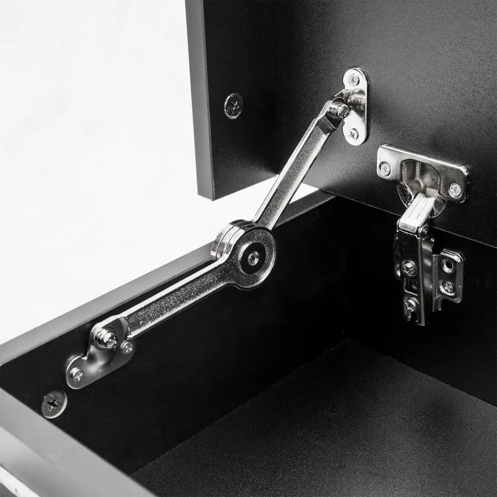 Bedside Table 2 Drawers RGB LED Bedroom Cabinet Nightstand Gloss AURORA BLACK - Furniture > Bedroom
