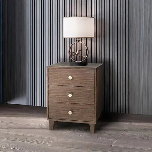 Bedside Table MDF 3 Drawers Side Table Night Stand Storage in Brown Colour - Furniture > Bedroom > Beds & Bed Frames