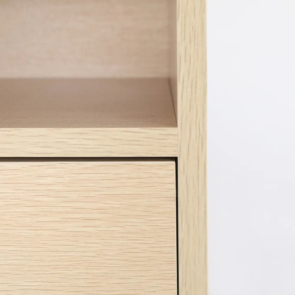 Bedside Table Side Storage Cabinet Nightstand Bedroom 1 Drawer 2 Shelf LARK OAK - Furniture > Bedroom