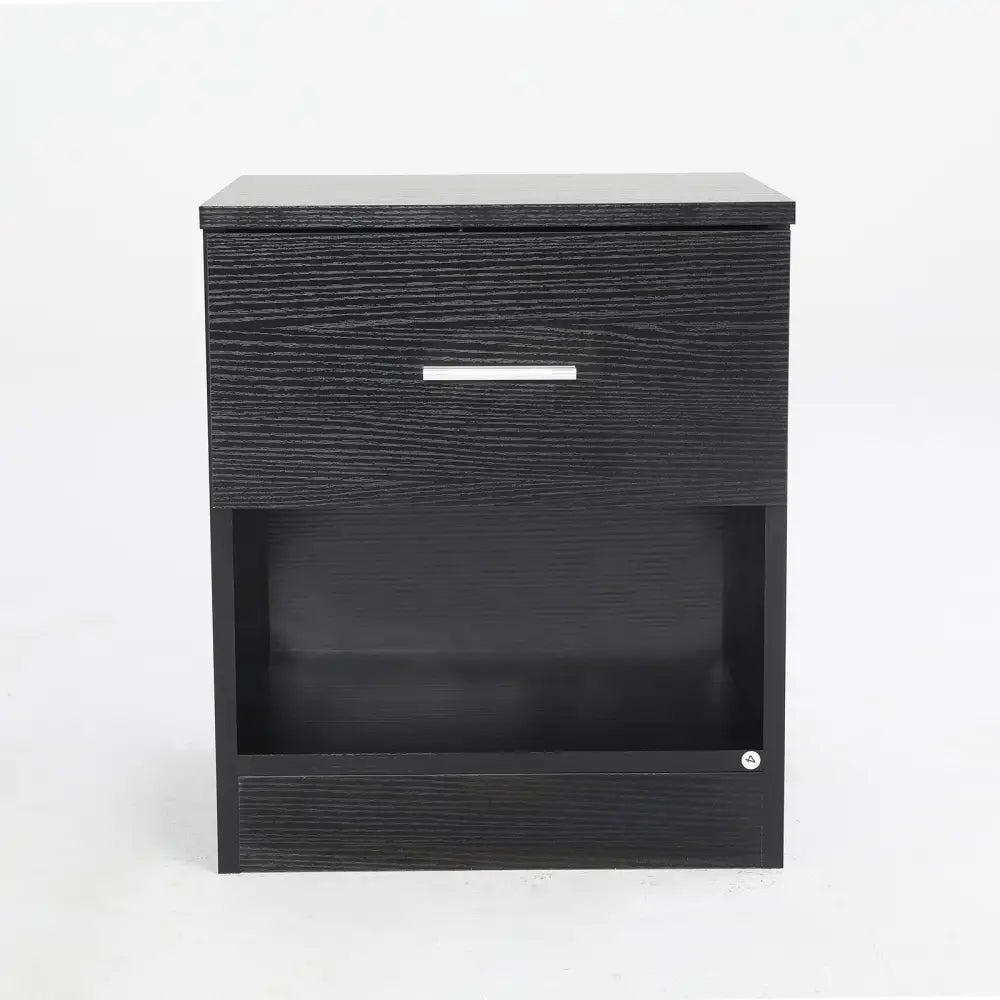 Bedside Table Side Storage Cabinet Nightstand Bedroom 1 Drawer 1 Shelf ELLA - BLACK - Furniture > Bedroom