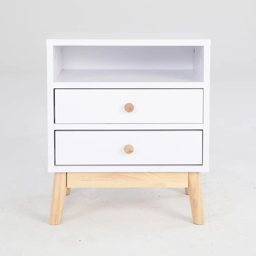 Bedside Table Side Storage Cabinet Nightstand Bedroom 2 Drawer ANYA - WHITE - Furniture > Bedroom