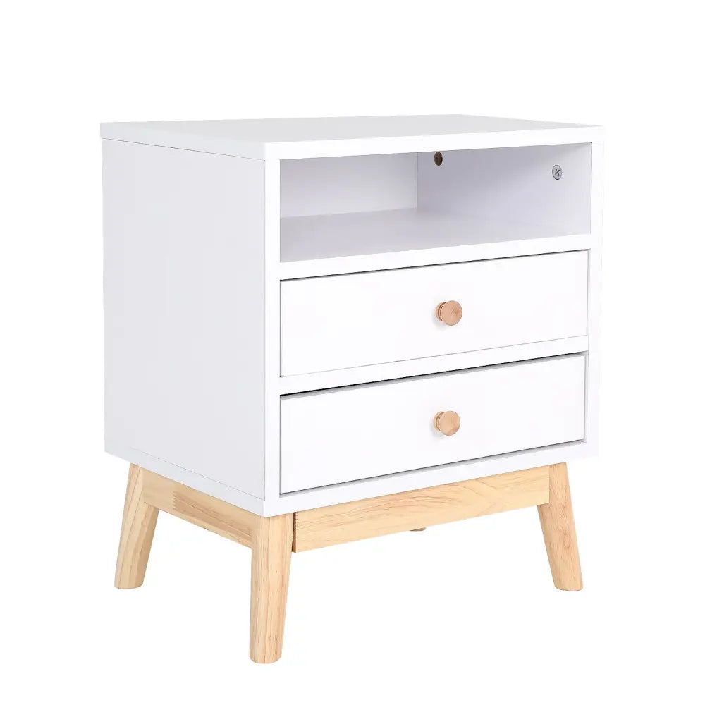 Bedside Table Side Storage Cabinet Nightstand Bedroom 2 Drawer ANYA - WHITE - Furniture > Bedroom