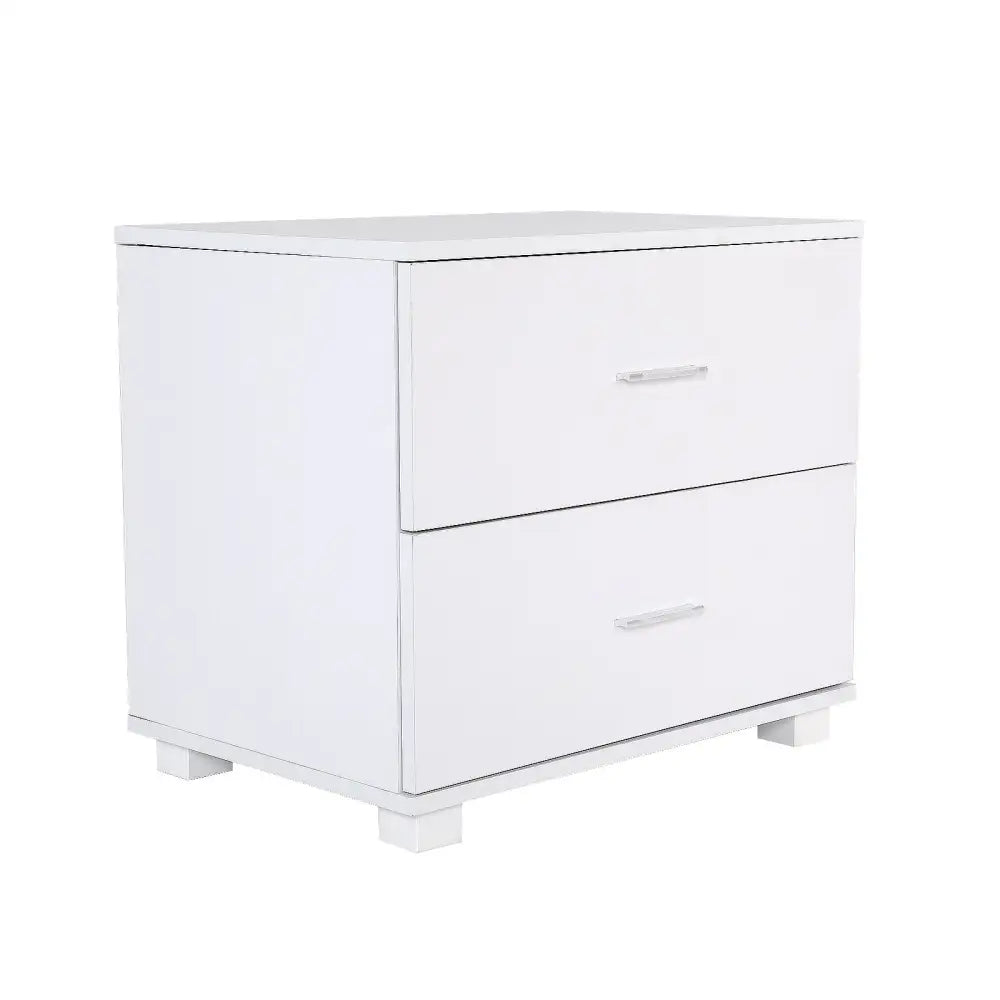 Bedside Table Side Storage Cabinet Nightstand Bedroom 2 Drawer Legs ETTA WHITE - Furniture > Bedroom